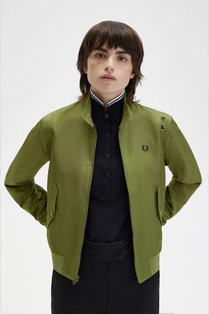 Fred Perry Printed Lining Zip-Through Women’s Jackets Parka Green | ZFINV5279