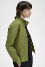 Fred Perry Printed Lining Zip-Through Women’s Jackets Parka Green | ZFINV5279