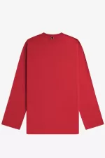 Fred Perry Printed Long Sleeve Men’s T-Shirt Red | QKNJW0578