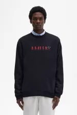 Fred Perry Printed Men’s Sweatshirts Black | AMCXD6098