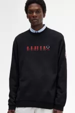 Fred Perry Printed Men’s Sweatshirts Black | AMCXD6098