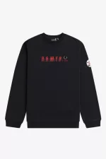 Fred Perry Printed Men’s Sweatshirts Black | AMCXD6098