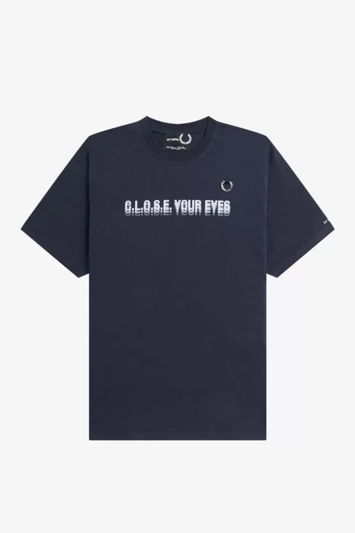 Fred Perry Printed Men’s T-Shirt Navy Blue | DSXTK2693