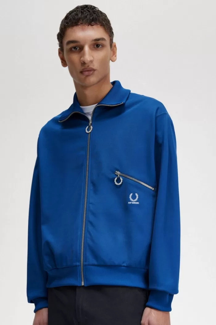 Fred Perry Printed Men’s Track Jackets Royal Blue | INZPG0316