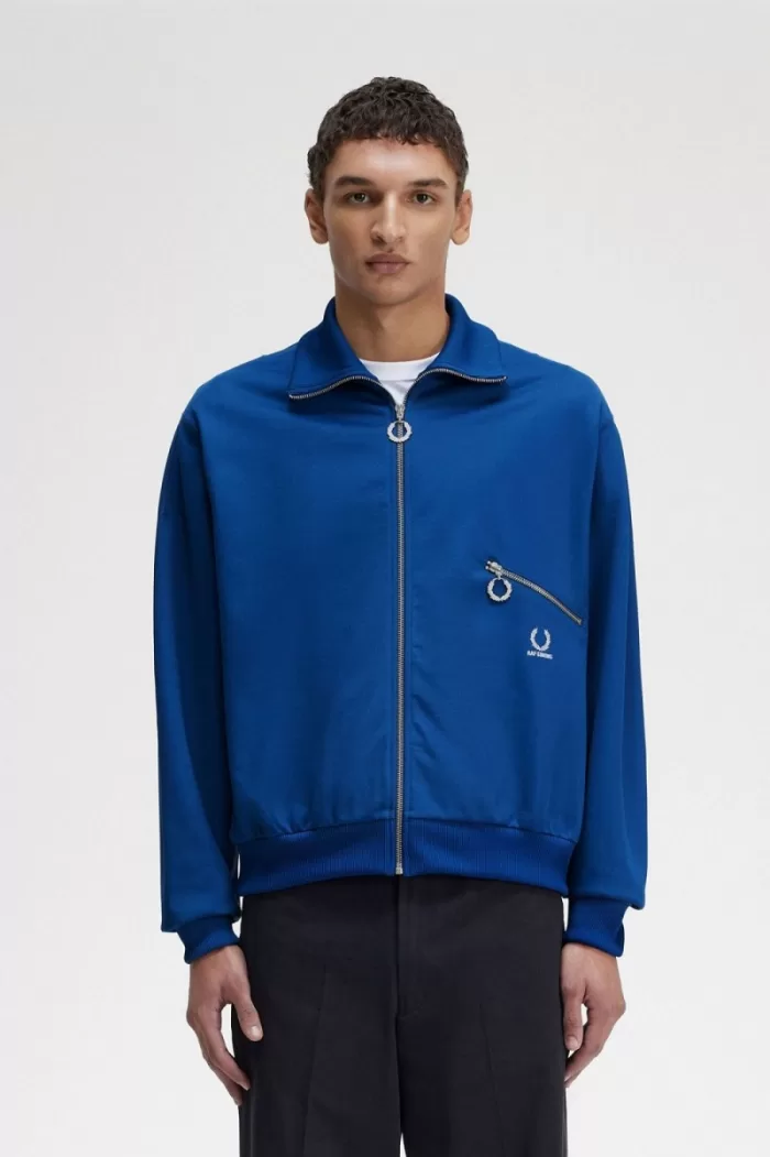 Fred Perry Printed Men’s Track Jackets Royal Blue | INZPG0316