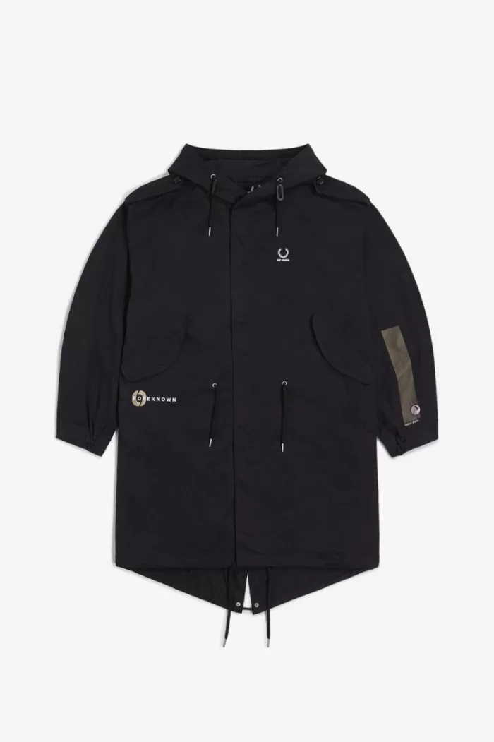 Fred Perry Printed Patch Men’s Parka Black | DLXZS5208