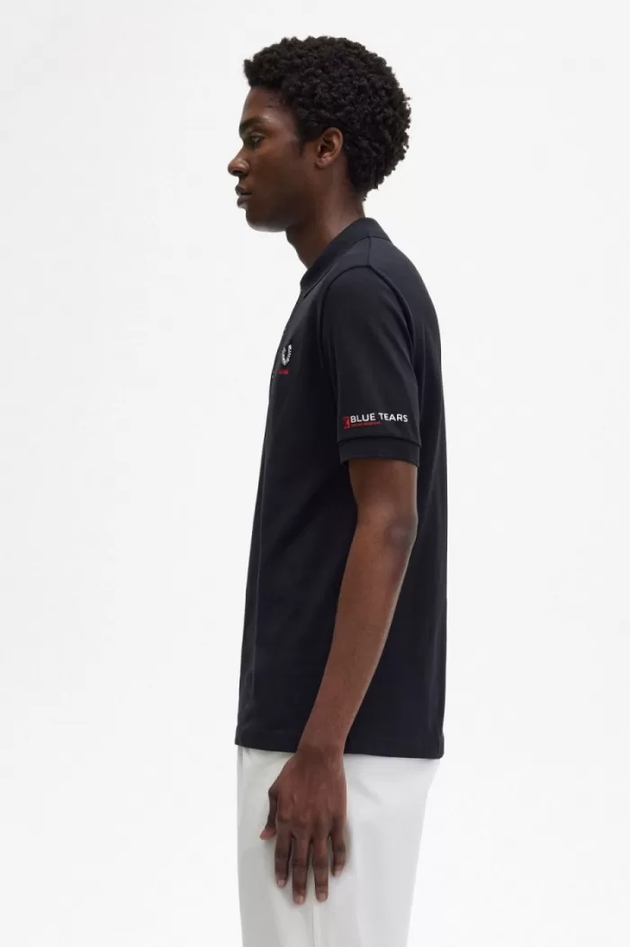 Fred Perry Printed Sleeve Men’s Polo Shirt Black | HTPFQ8601