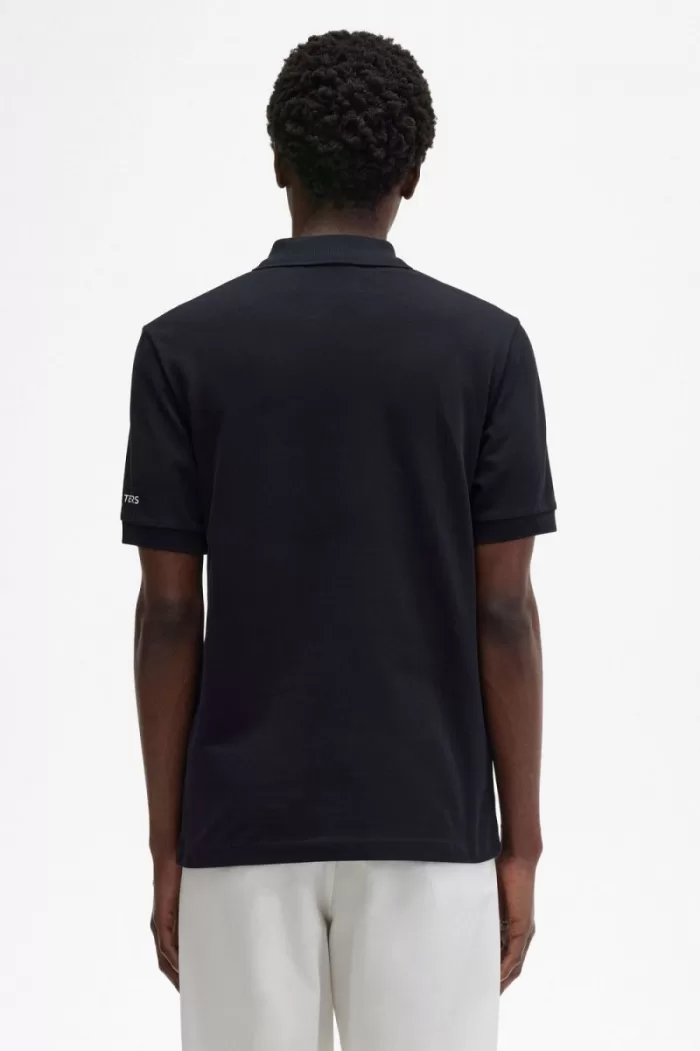 Fred Perry Printed Sleeve Men’s Polo Shirt Black | HTPFQ8601