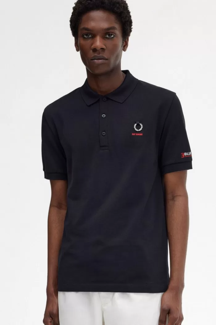 Fred Perry Printed Sleeve Men’s Polo Shirt Black | HTPFQ8601