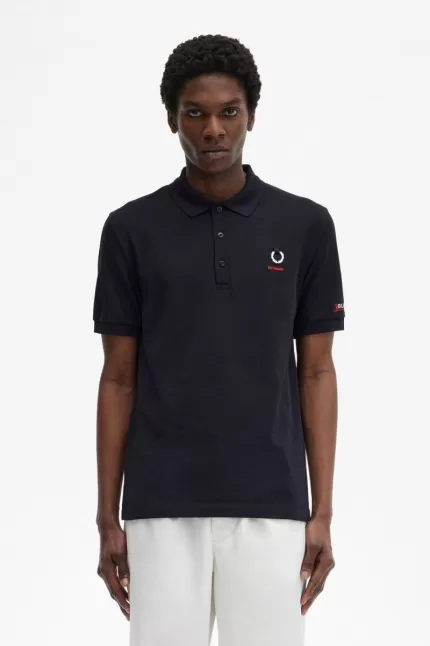 Fred Perry Printed Sleeve Men’s Polo Shirt Black | HTPFQ8601