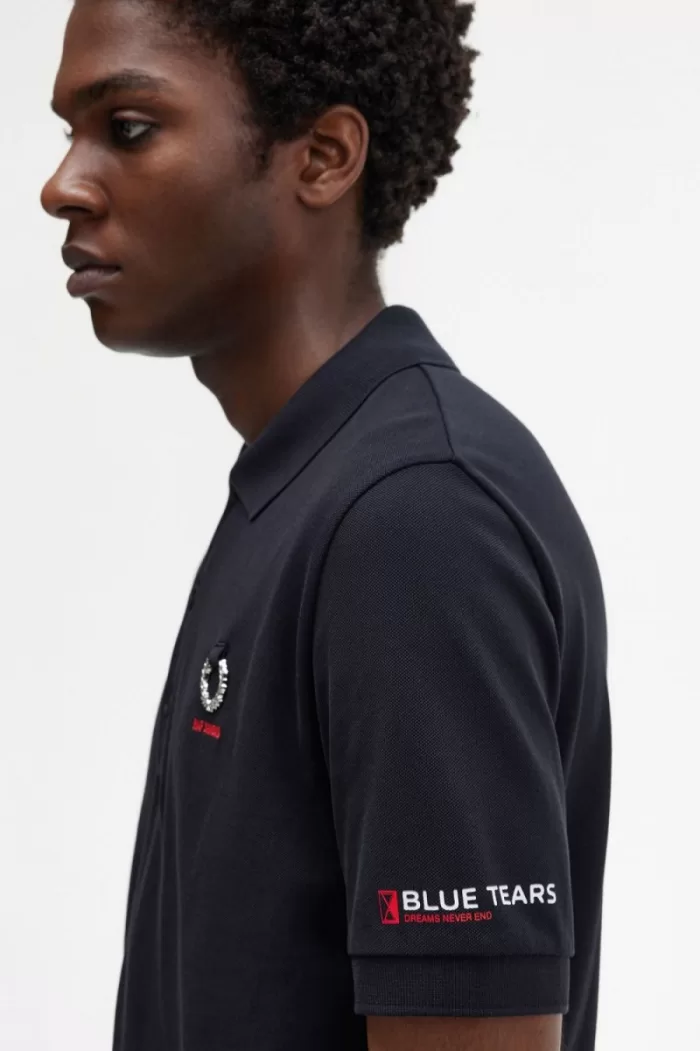 Fred Perry Printed Sleeve Men’s Polo Shirt Black | HTPFQ8601