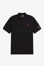 Fred Perry Printed Sleeve Men’s Polo Shirt Black | HTPFQ8601