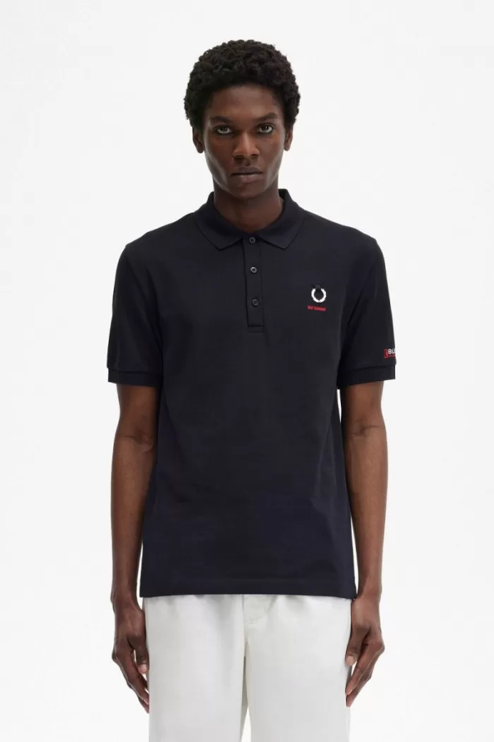 Fred Perry Printed Sleeve Men’s Polo Shirt Black | HTPFQ8601