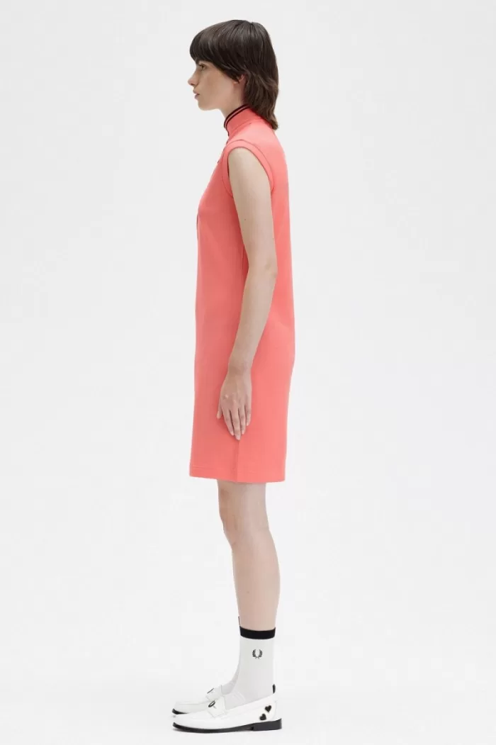 Fred Perry Printed Trim Piqué Women’s Dress Coral Heat | AVOGY0182