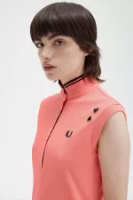 Fred Perry Printed Trim Piqué Women’s Dress Coral Heat | AVOGY0182