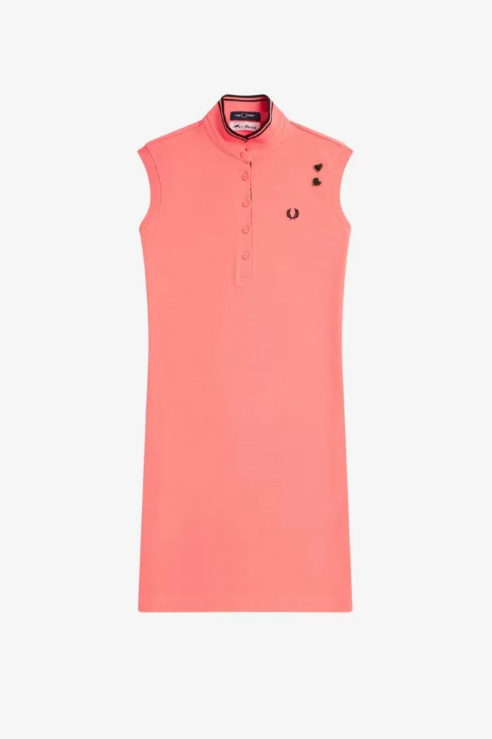 Fred Perry Printed Trim Piqué Women’s Dress Coral Heat | AVOGY0182