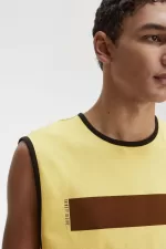 Fred Perry Printed Vest Men’s T-Shirt Dirty Lime | YGEFQ3620