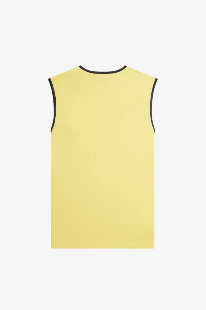 Fred Perry Printed Vest Men’s T-Shirt Dirty Lime | YGEFQ3620