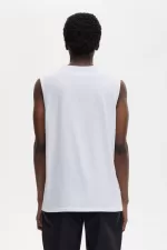 Fred Perry Printed Vest Men’s T-Shirt White | VIXQA3486