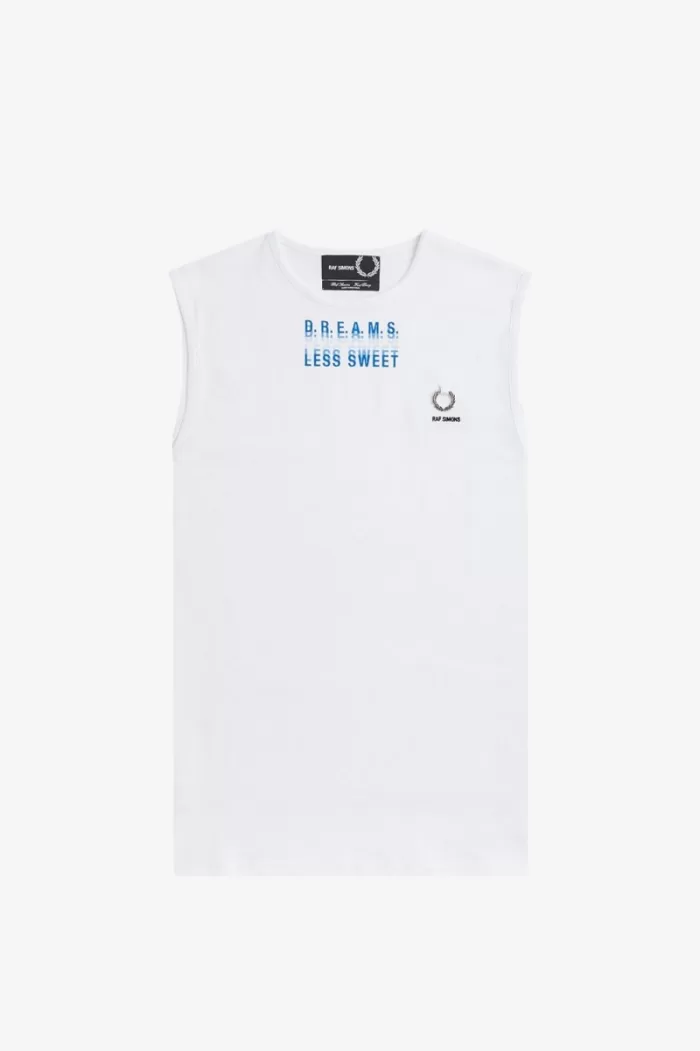 Fred Perry Printed Vest Men’s T-Shirt White | VIXQA3486