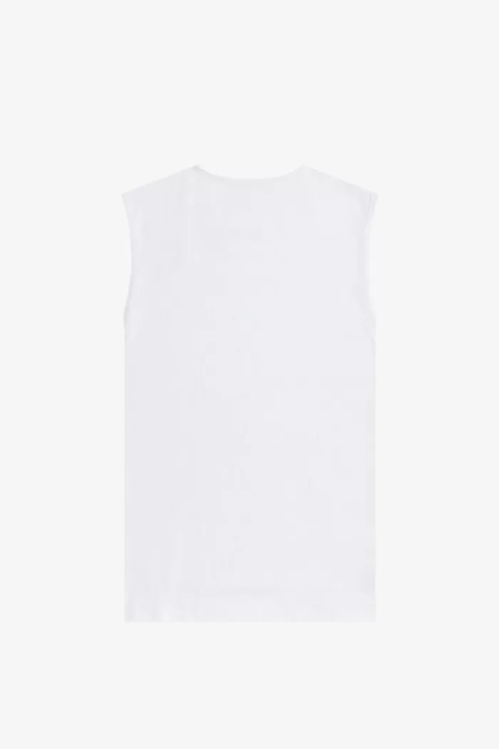 Fred Perry Printed Vest Men’s T-Shirt White | VIXQA3486