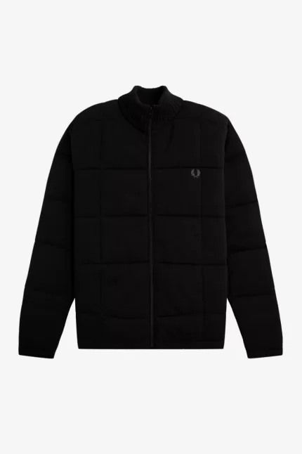 Fred Perry Quilted Knitted Men’s Jackets Black | XCZSP6021