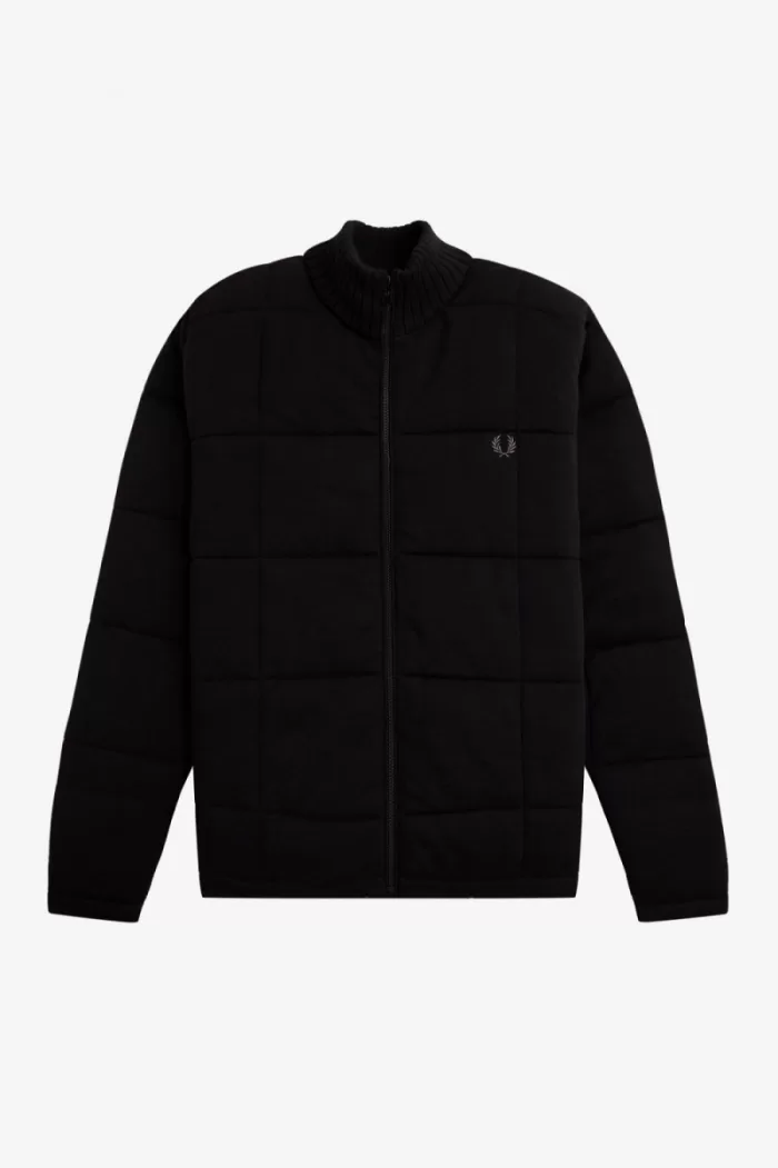 Fred Perry Quilted Knitted Men’s Jackets Black | XCZSP6021