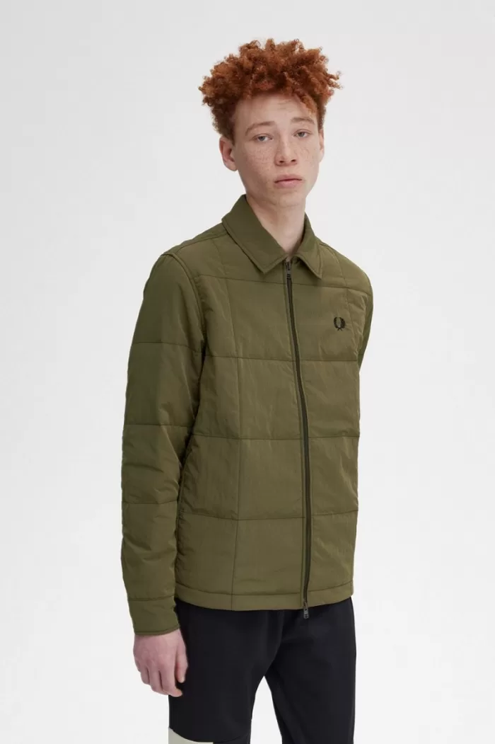 Fred Perry Quilted Men’s Shirt Uniform Green | WNQSI7394