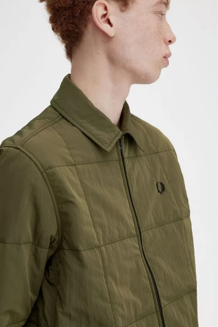 Fred Perry Quilted Men’s Shirt Uniform Green | WNQSI7394