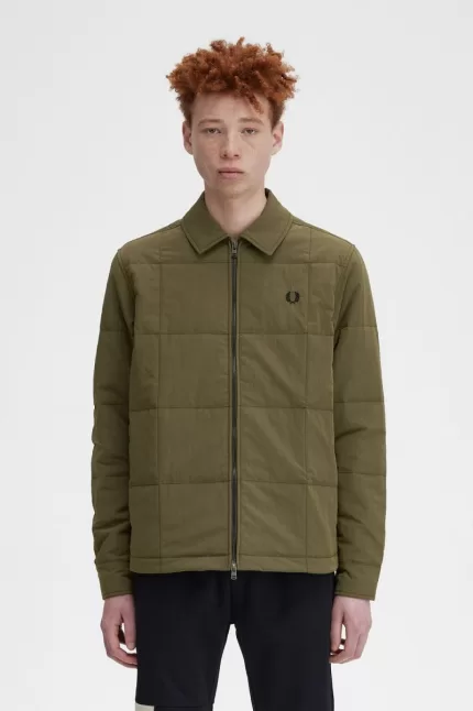 Fred Perry Quilted Men’s Shirt Uniform Green | WNQSI7394