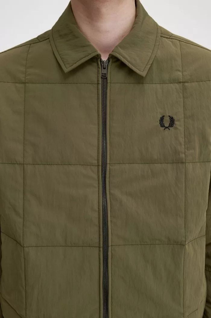 Fred Perry Quilted Men’s Shirt Uniform Green | WNQSI7394