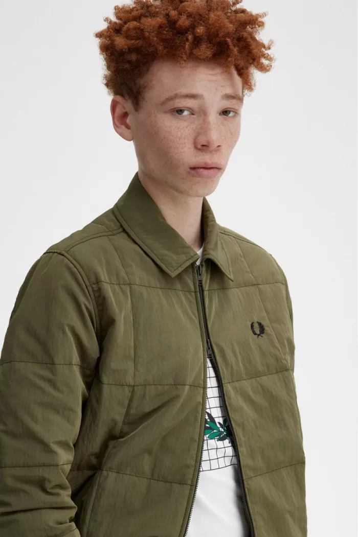 Fred Perry Quilted Men’s Shirt Uniform Green | WNQSI7394