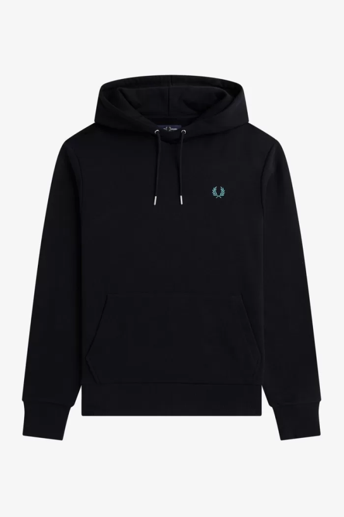 Fred Perry Rave Graphic Hooded Men’s Sweatshirts Black | QIJOY1745