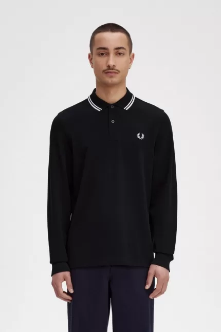 Fred Perry Rave Graphic Long Sleeve Men’s Shirt Black | PJIMT8027