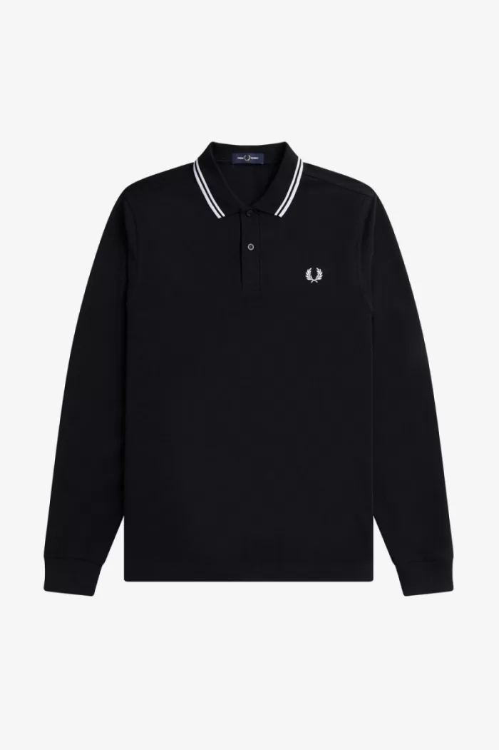 Fred Perry Rave Graphic Long Sleeve Men’s Shirt Black | PJIMT8027