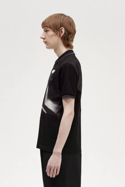 Fred Perry Rave Graphic Men’s Polo Shirt Black | QZXDC2731