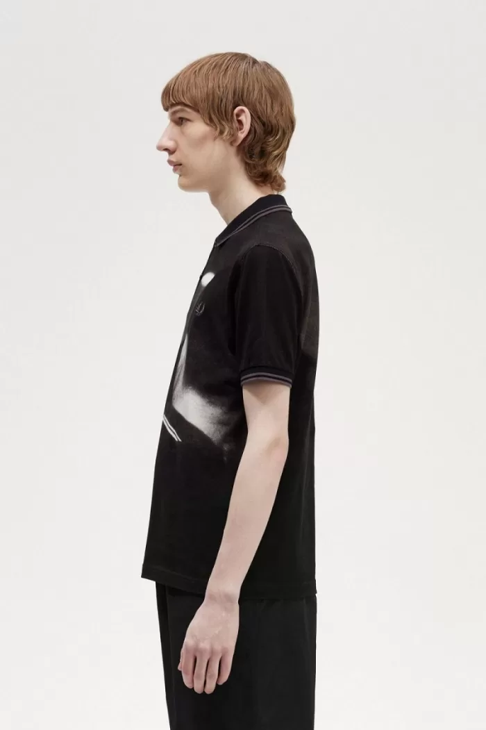 Fred Perry Rave Graphic Men’s Polo Shirt Black | QZXDC2731