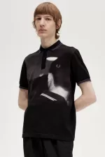 Fred Perry Rave Graphic Men’s Polo Shirt Black | QZXDC2731