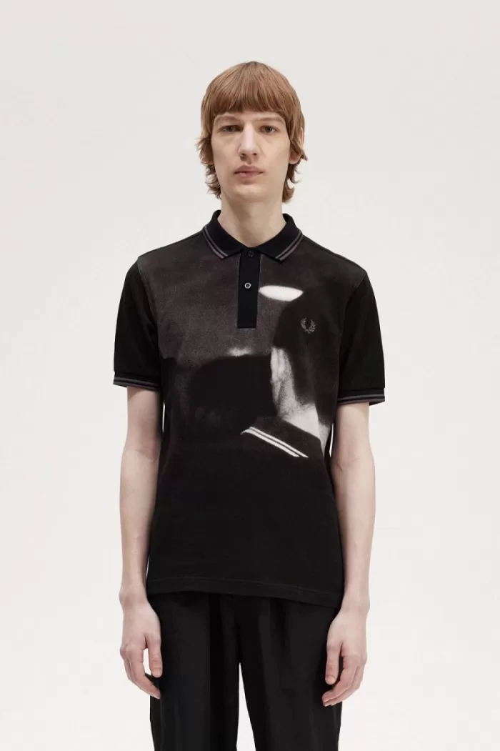 Fred Perry Rave Graphic Men’s Polo Shirt Black | QZXDC2731