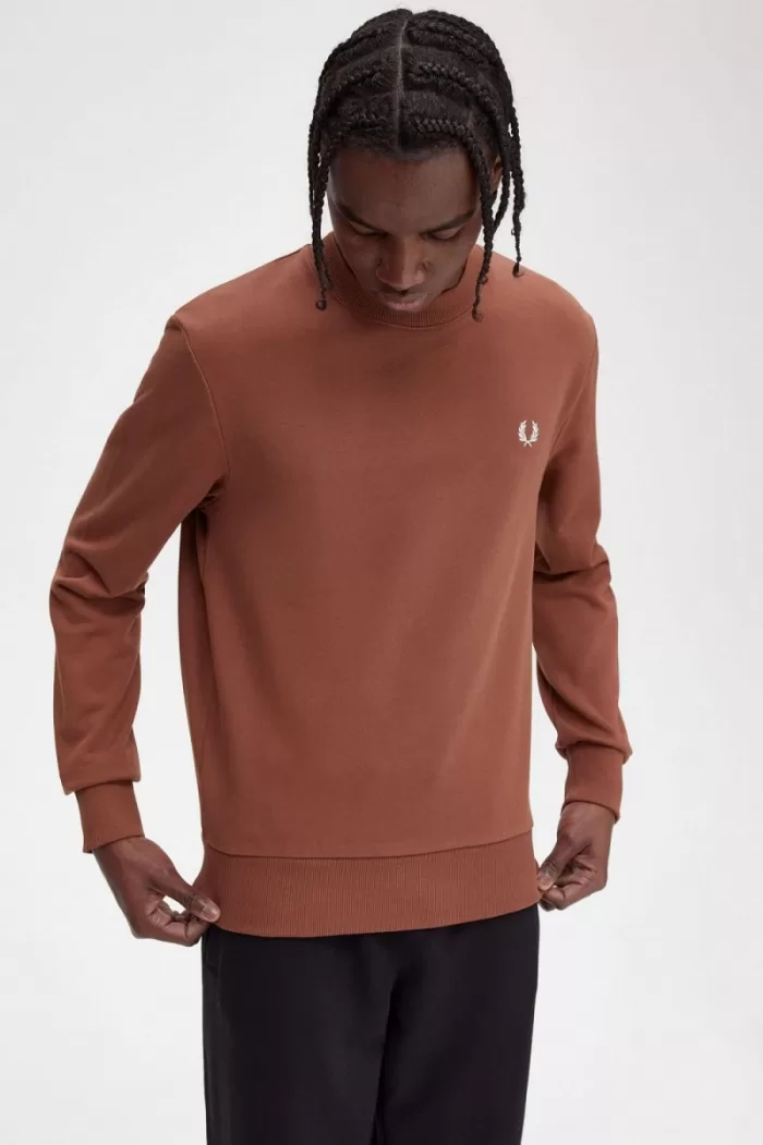 Fred Perry Rave Graphic Men’s Sweatshirts Whisky Brown | NRZLY8435