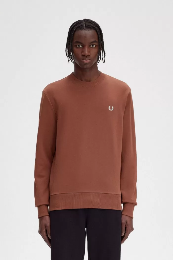 Fred Perry Rave Graphic Men’s Sweatshirts Whisky Brown | NRZLY8435