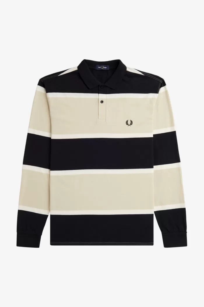 Fred Perry Relaxed Stripe Men’s Polo Shirt Oatmeal | EJYUS9208