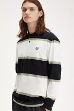 Fred Perry Relaxed Stripe Men’s Polo Shirt Snow White | BFGHY9528