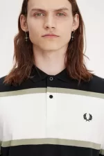 Fred Perry Relaxed Stripe Men’s Polo Shirt Snow White | BFGHY9528