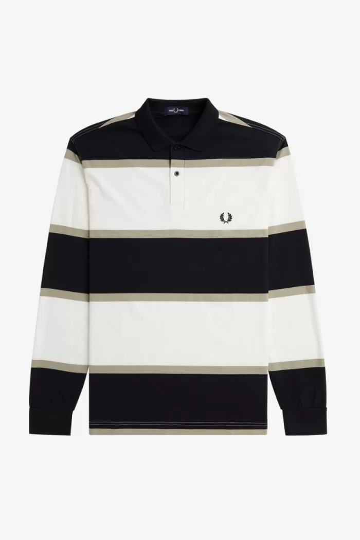 Fred Perry Relaxed Stripe Men’s Polo Shirt Snow White | BFGHY9528