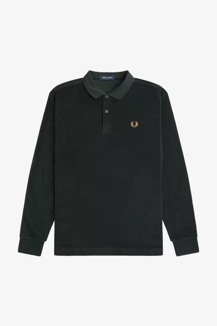 Fred Perry Relaxed Towelling Men’s Polo Shirt Night Green | ZBACQ2693