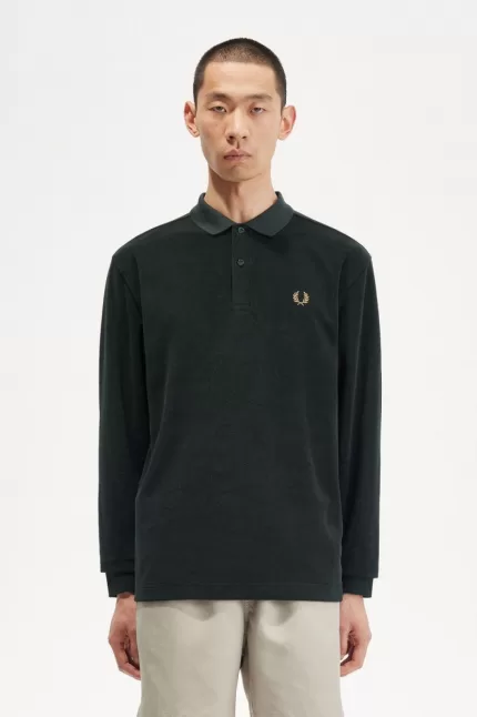 Fred Perry Relaxed Towelling Men’s Polo Shirt Night Green | ZBACQ2693