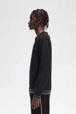 Fred Perry Rib Detail Men’s Sweatshirts Black | GSXJQ1362