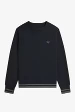 Fred Perry Rib Detail Men’s Sweatshirts Black | GSXJQ1362