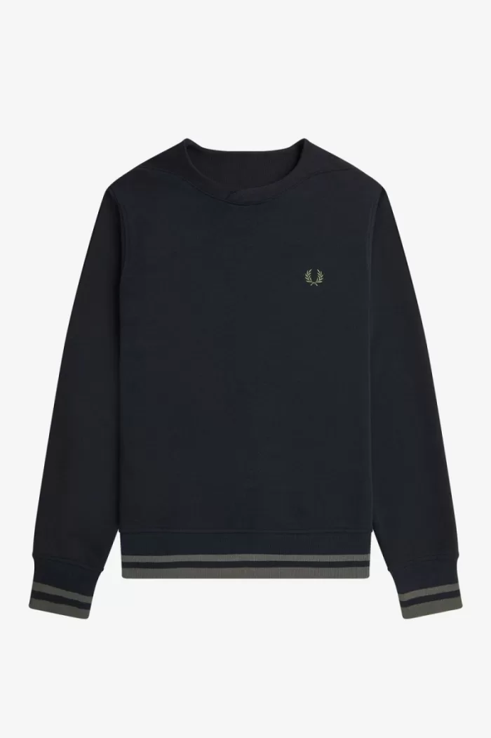 Fred Perry Rib Detail Men’s Sweatshirts Black | GSXJQ1362